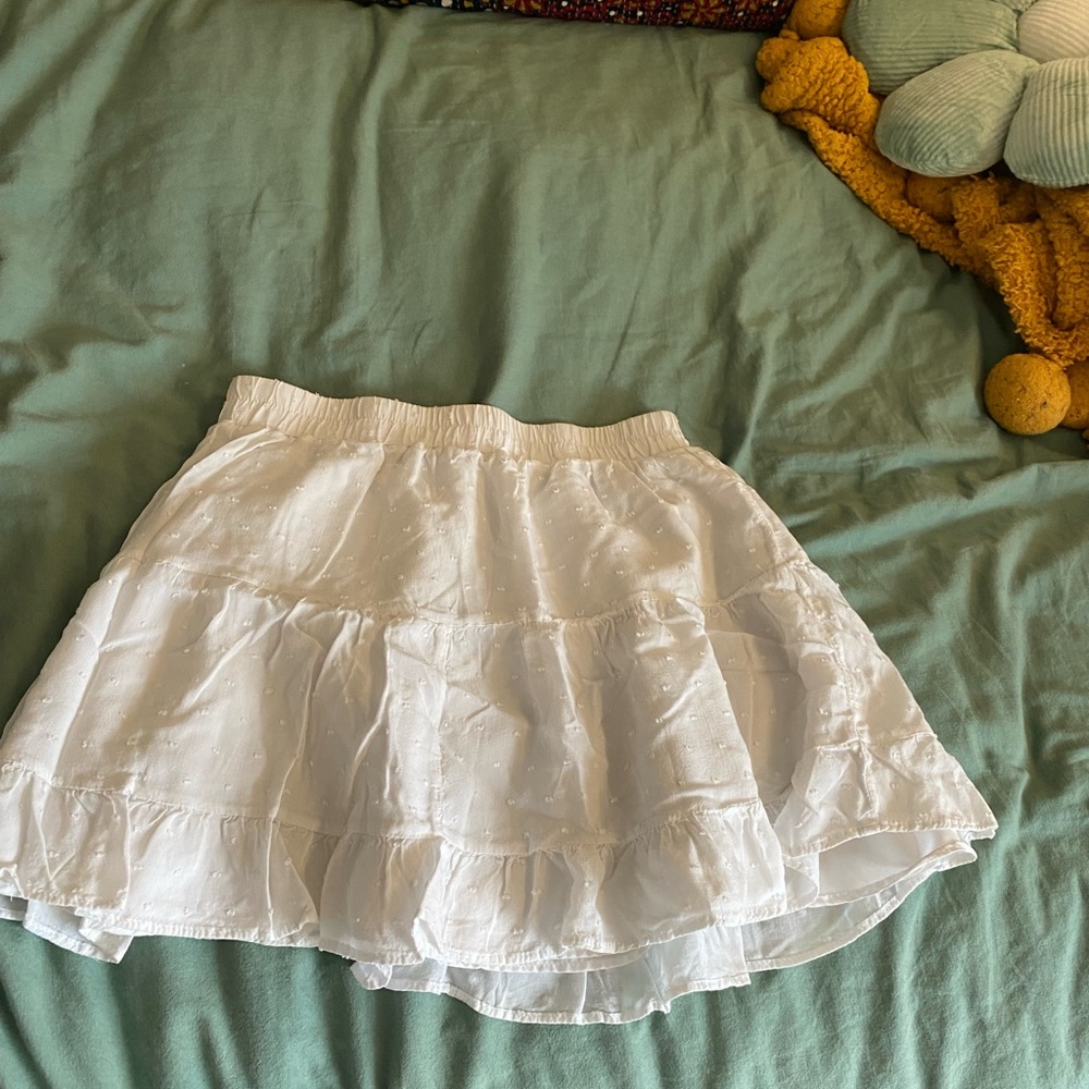 white mini skirt